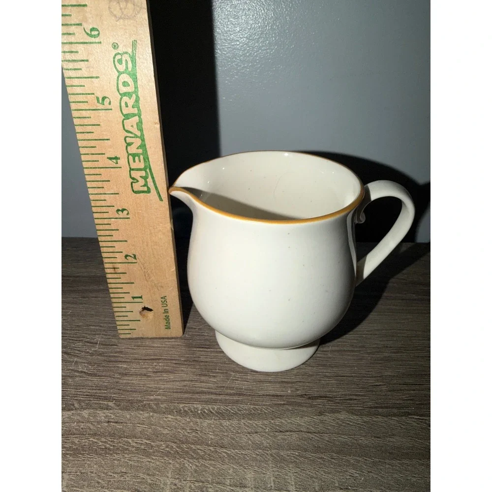 Vintage Strawberries 'n Cream Stoneware Pitcher Japan Speckled Brown Rim